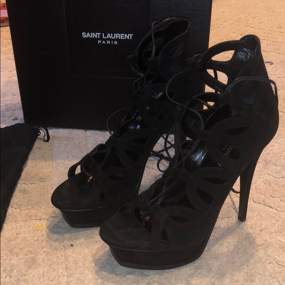 Saint Laurent Tribute Lace-Up 135mm Sandal Size 38 - Picture 4 of 8